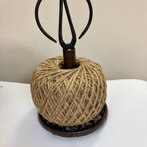 Rustic Cast Iron Scissors Holder with Jute Twine